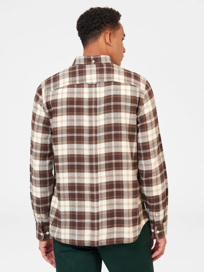 Men Ben Sherman Long Sleeve Shirts Brushed Plain Check Shirt 8211 Chocolate Men Ben Sherman Long Sleeve Shirts Brushed Plain Check Shirt 8211 Chocolate