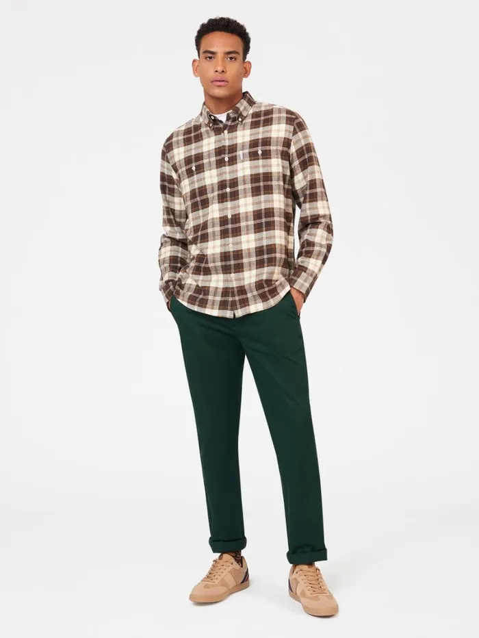 Men Ben Sherman Long Sleeve Shirts Brushed Plain Check Shirt 8211 Chocolate Men Ben Sherman Long Sleeve Shirts Brushed Plain Check Shirt 8211 Chocolate