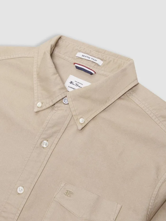 Men Ben Sherman Oxford Shirts Beatnik Oxford Garment Dye Shirt 8211 Stone