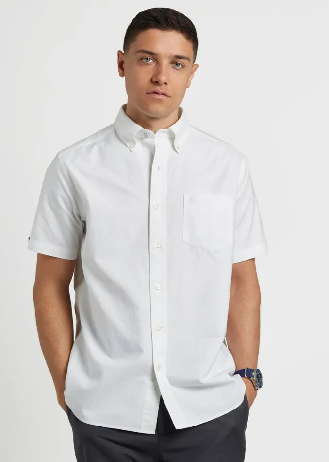Men Ben Sherman Oxford Shirts Short Sleeve Brighton Oxford Organic Shirt 8211 White Men Ben Sherman Oxford Shirts Short Sleeve Brighton Oxford Organic Shirt 8211 White