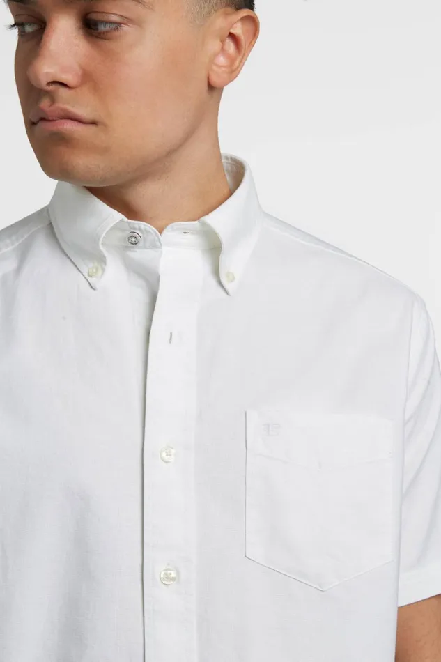 Men Ben Sherman Oxford Shirts Short Sleeve Brighton Oxford Organic Shirt 8211 White
