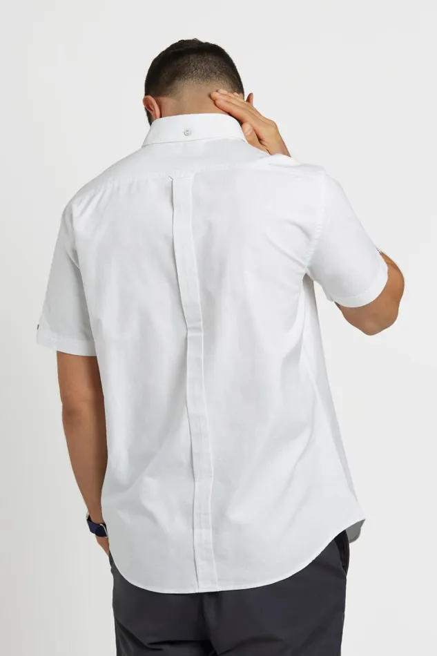 Men Ben Sherman Oxford Shirts Short Sleeve Brighton Oxford Organic Shirt 8211 White