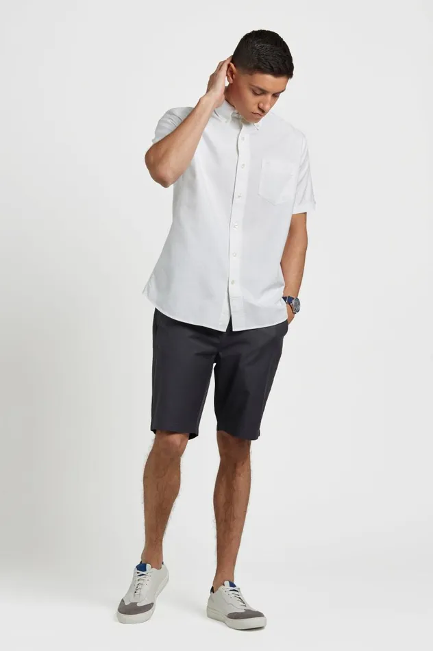 Men Ben Sherman Oxford Shirts Short Sleeve Brighton Oxford Organic Shirt 8211 White