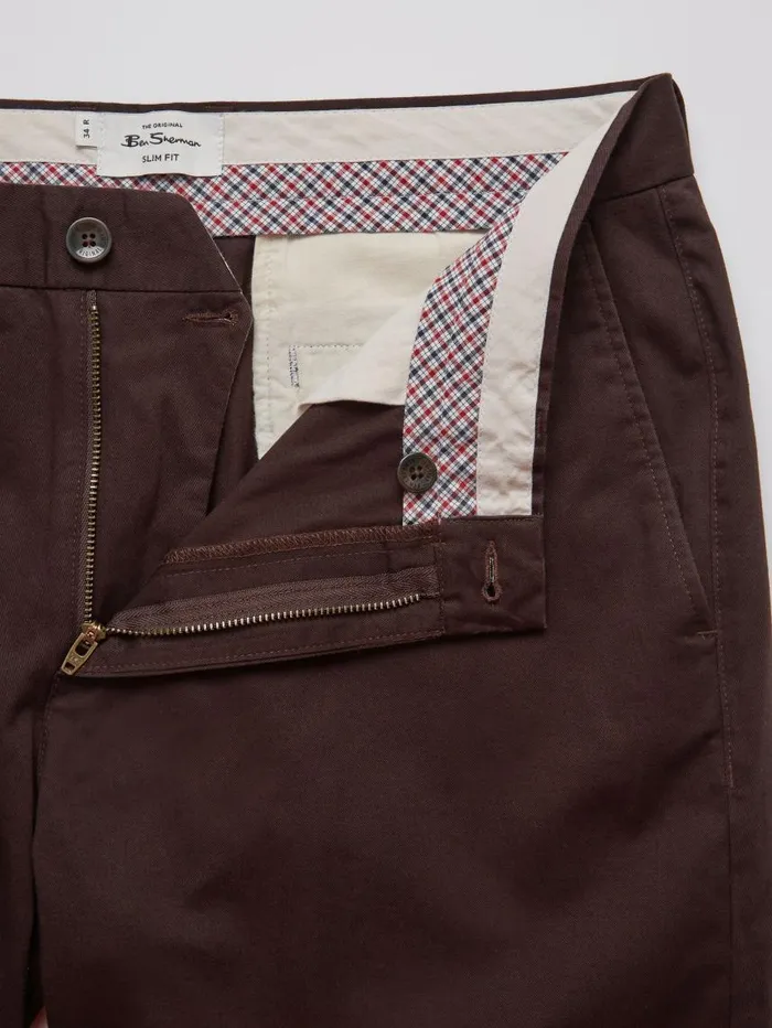 Men Ben Sherman Pants and Chinos Signature Slim Stretch Chino Pant 8211 Peat