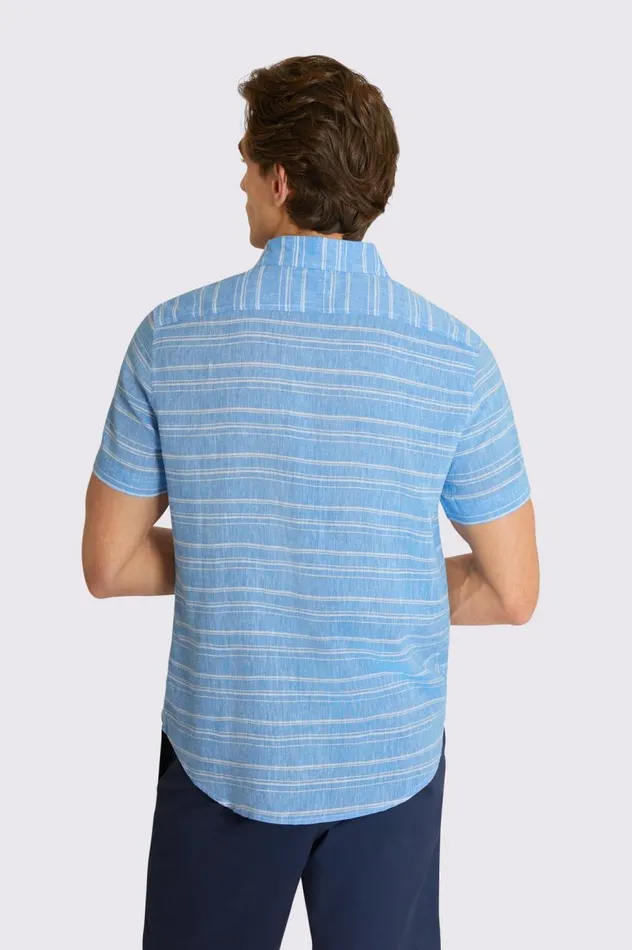 Men Ben Sherman Short Sleeve Shirts Linen Striped ShortSleeve Shirt