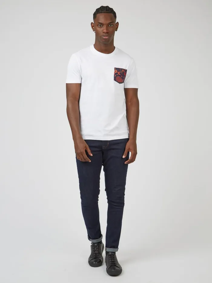 Men Ben Sherman TShirts and Graphic Tees Organic Jersey Paisley Pocket Graphic Tee 8211 White