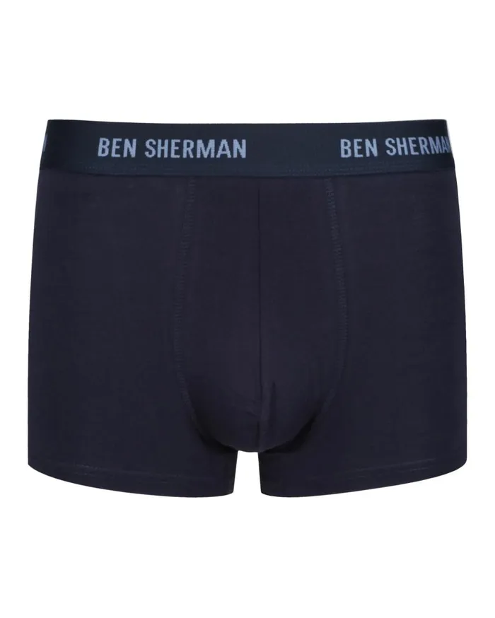 Men Ben Sherman Underwear Hunter 3Pack Fitted NoFly BoxerBriefs 8211 BluePrintNavy