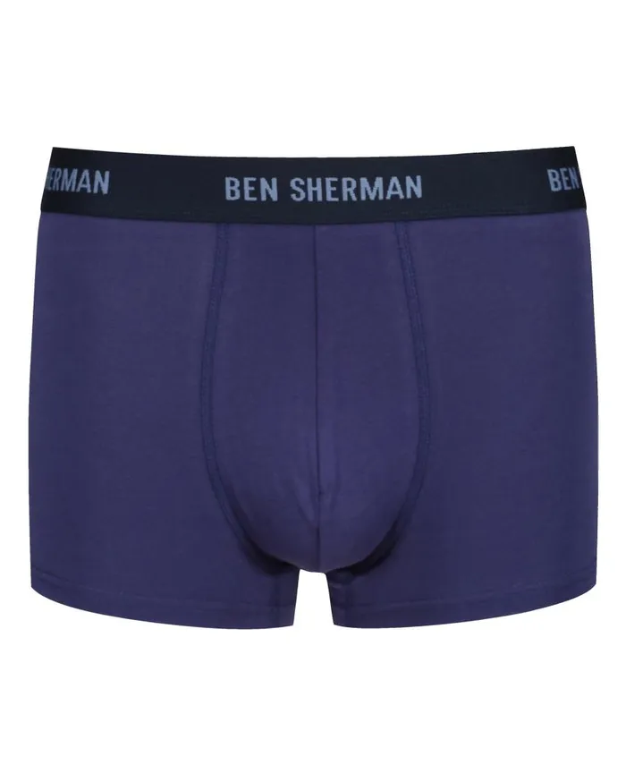 Men Ben Sherman Underwear Hunter 3Pack Fitted NoFly BoxerBriefs 8211 BluePrintNavy