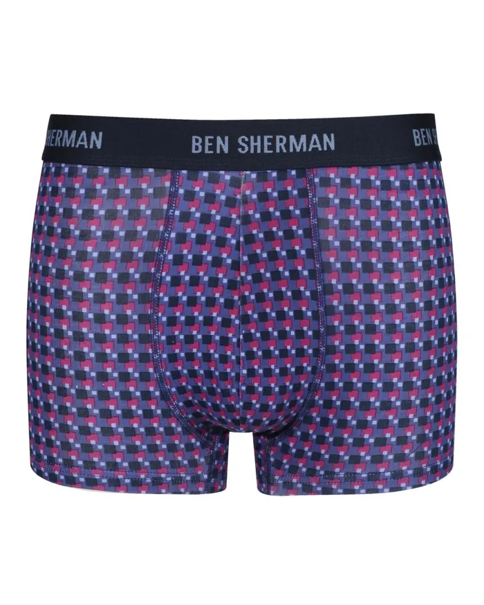Men Ben Sherman Underwear Hunter 3Pack Fitted NoFly BoxerBriefs 8211 BluePrintNavy