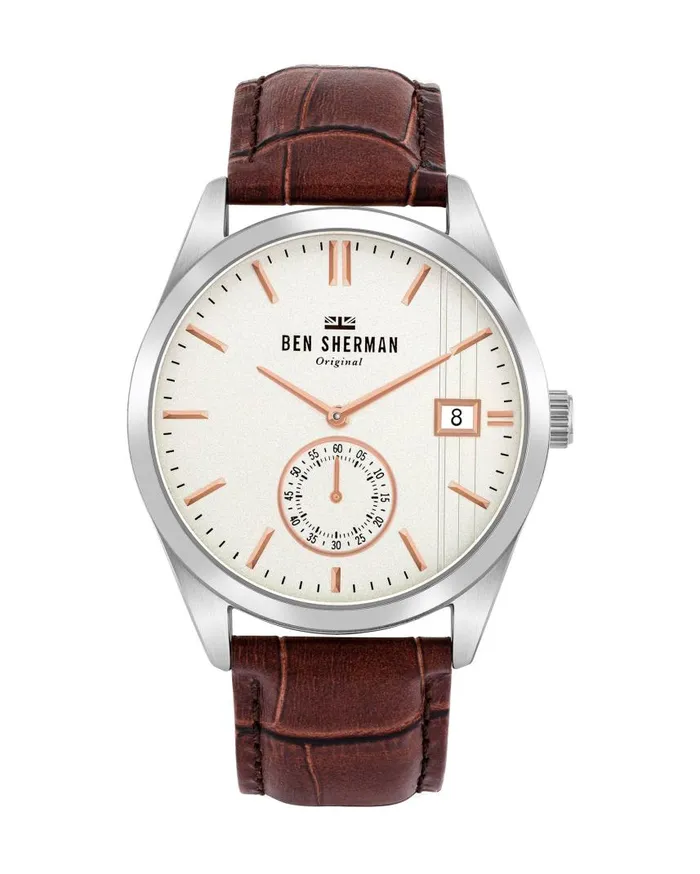 Men Ben Sherman Watches Spitalfields Heritage Watch 8211 BrownOffWhiteSilver