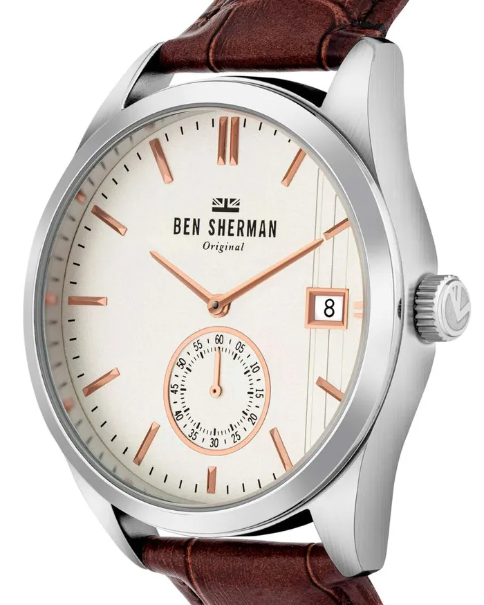 Men Ben Sherman Watches Spitalfields Heritage Watch 8211 BrownOffWhiteSilver