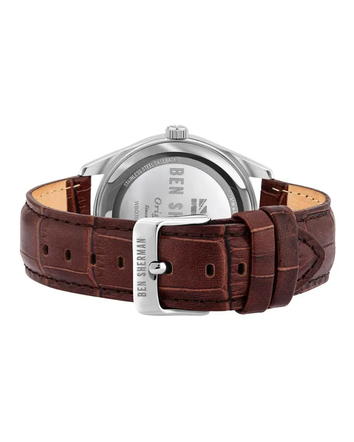 Men Ben Sherman Watches Spitalfields Heritage Watch 8211 BrownOffWhiteSilver