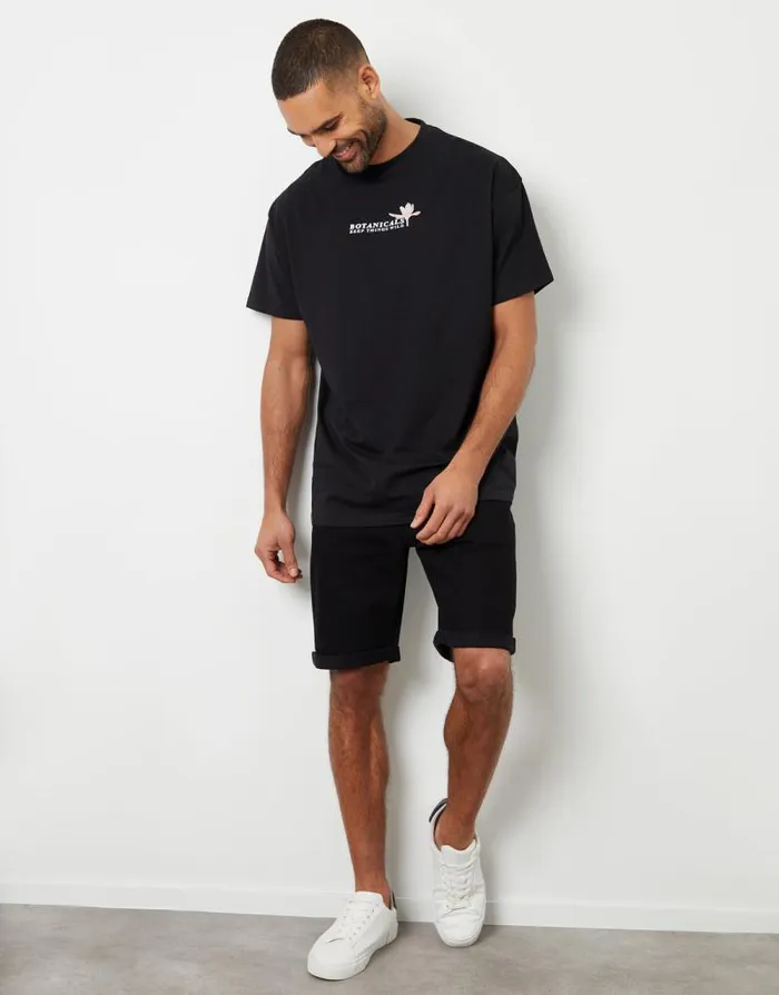 Men Black Floral Graphic Print Oversized TShirt Threadbare TShirts Men Black Floral Graphic Print Oversized TShirt Threadbare TShirts