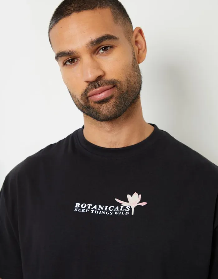 Men Black Floral Graphic Print Oversized TShirt Threadbare TShirts Men Black Floral Graphic Print Oversized TShirt Threadbare TShirts