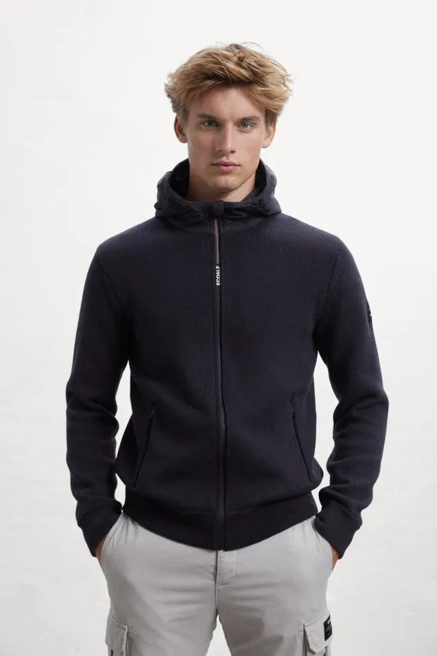 Men Black Lesca Knitted Jumper Ecoalf Knitwear