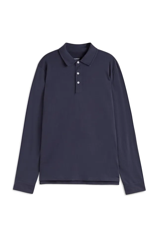 Men Blue Nico LongSleeved Polo Shirt Ecoalf Polos