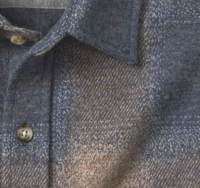 Men Brushed ButtonFront Knit Brown Boxed Plaid JohnstonandMurphy Shirts Men Brushed ButtonFront Knit Brown Boxed Plaid JohnstonandMurphy Shirts