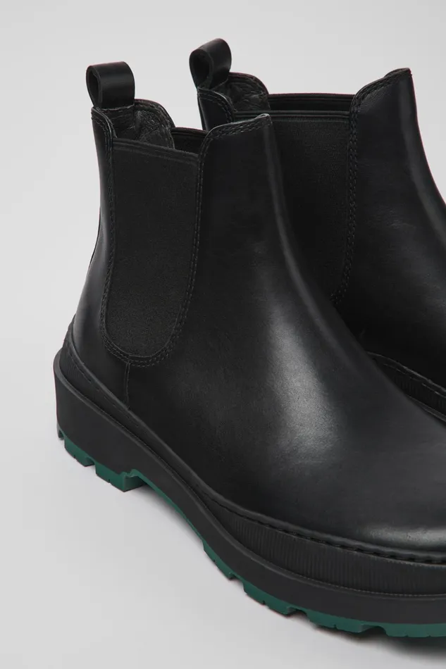 Men Brutus Trek MICHELIN Black Leather Ankle Boots Camper Ankle Boots