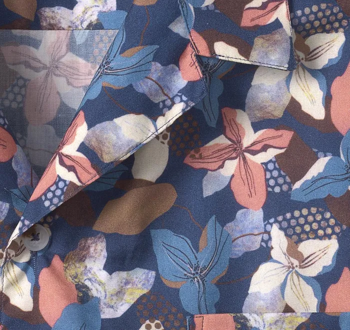 Men Camp Shirt Navy Abstract Floral JohnstonandMurphy ShortSleeve Shirts Men Camp Shirt Navy Abstract Floral JohnstonandMurphy ShortSleeve Shirts