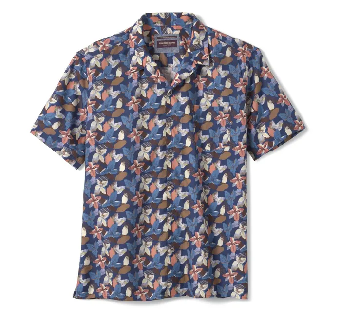 Men Camp Shirt Navy Abstract Floral JohnstonandMurphy ShortSleeve Shirts Men Camp Shirt Navy Abstract Floral JohnstonandMurphy ShortSleeve Shirts
