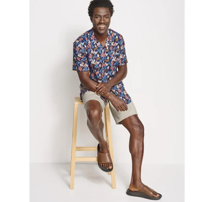 Men Camp Shirt Navy Abstract Floral JohnstonandMurphy ShortSleeve Shirts Men Camp Shirt Navy Abstract Floral JohnstonandMurphy ShortSleeve Shirts