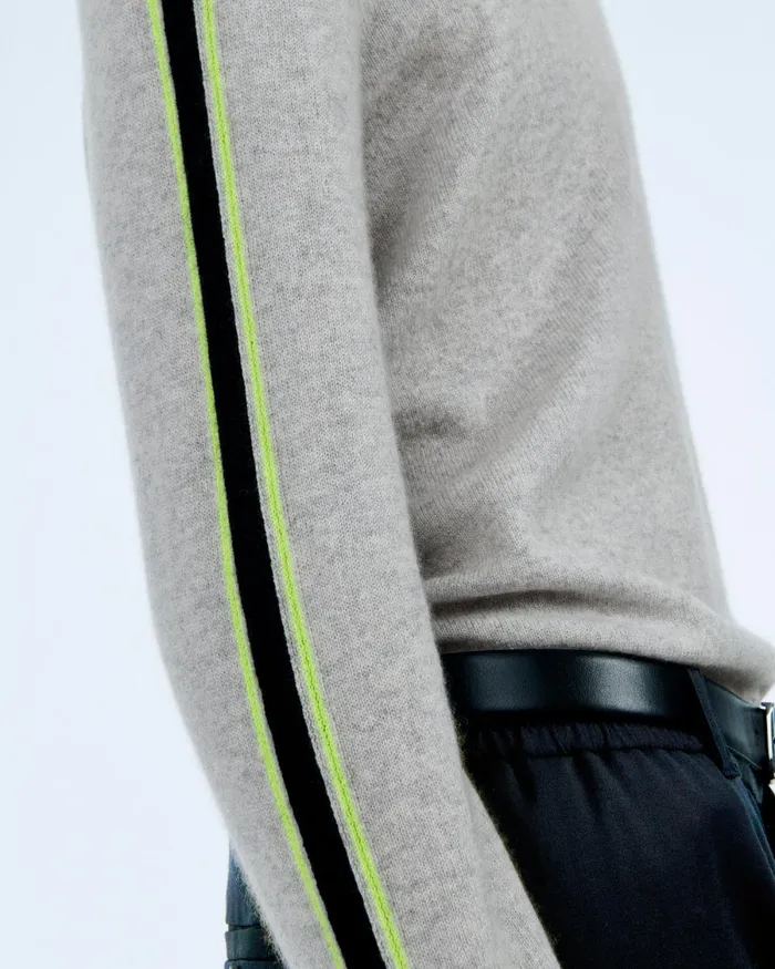 Men Cashmere Sweaters From Future Striped Crewneck Sweater Light Heather Gray