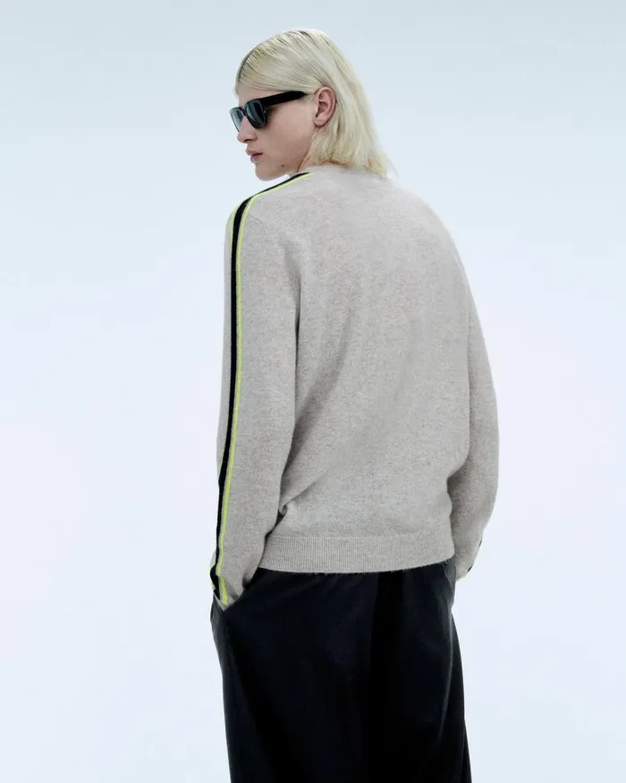 Men Cashmere Sweaters From Future Striped Crewneck Sweater Light Heather Gray
