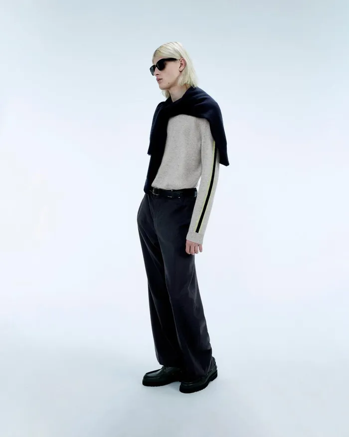 Men Cashmere Sweaters From Future Striped Crewneck Sweater Light Heather Gray