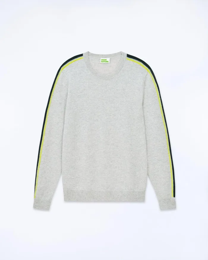 Men Cashmere Sweaters From Future Striped Crewneck Sweater Light Heather Gray