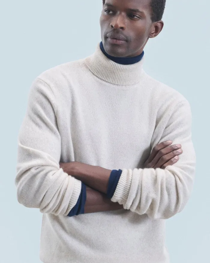 Men Cashmere Sweaters From Future Thick Basic Turtleneck Sweater Beige Moulin