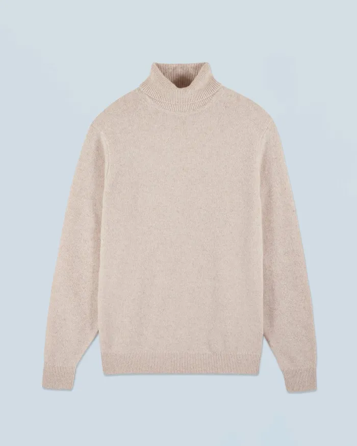 Men Cashmere Sweaters From Future Thick Basic Turtleneck Sweater Beige Moulin