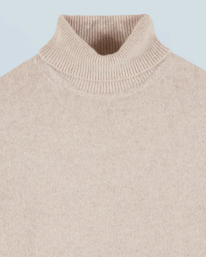 Men Cashmere Sweaters From Future Thick Basic Turtleneck Sweater Beige Moulin