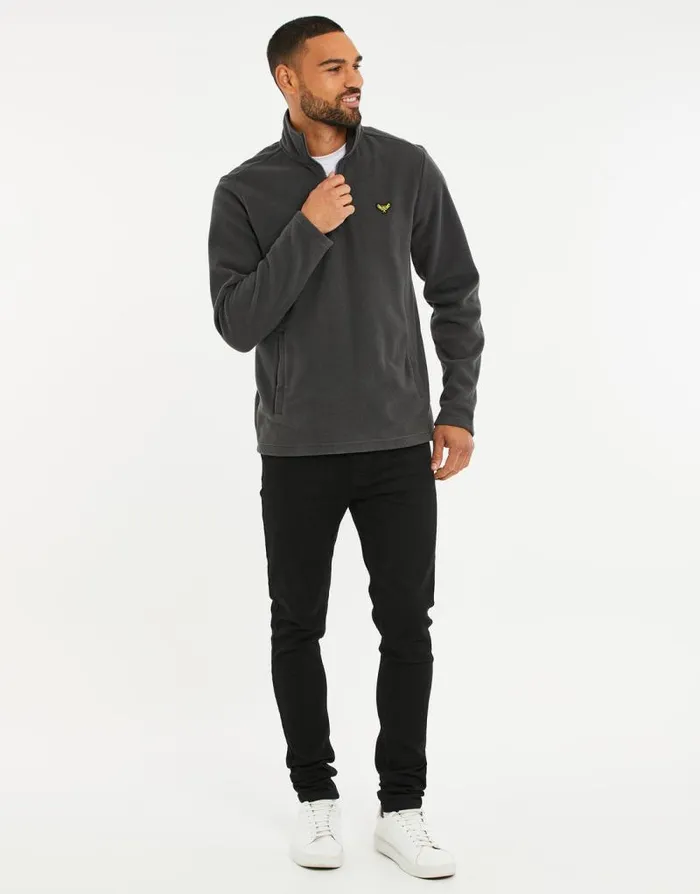 Men Charcoal Quarter Zip Fleece Sweatshirt Threadbare Sweatshirts Men Charcoal Quarter Zip Fleece Sweatshirt Threadbare Sweatshirts