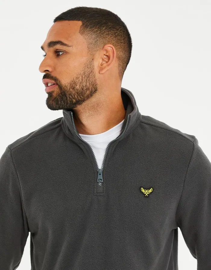 Men Charcoal Quarter Zip Fleece Sweatshirt Threadbare Sweatshirts Men Charcoal Quarter Zip Fleece Sweatshirt Threadbare Sweatshirts