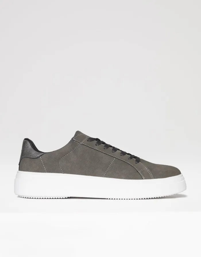 Men Charcoal Raised Sole Court Trainers Threadbare Trainers