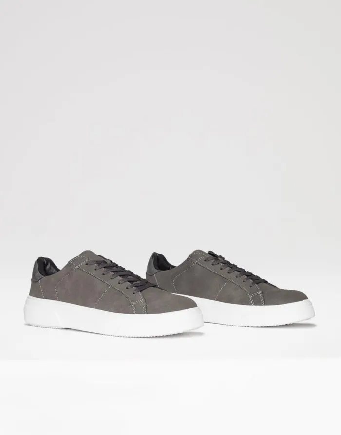 Men Charcoal Raised Sole Court Trainers Threadbare Trainers