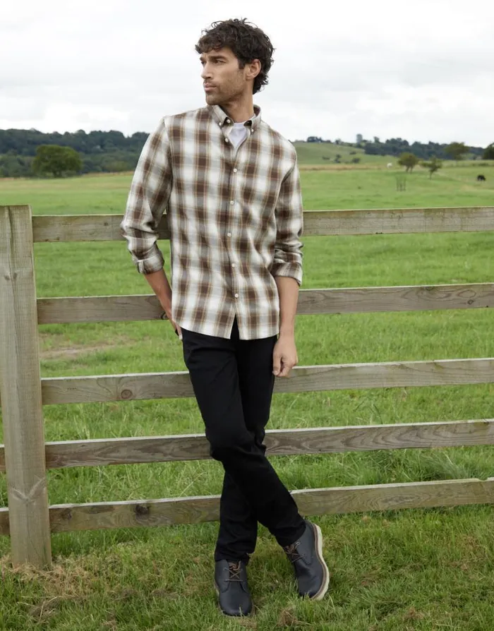 Men Chocolate Flannel Check Long Sleeve Shirt Threadbare Shirts Men Chocolate Flannel Check Long Sleeve Shirt Threadbare Shirts