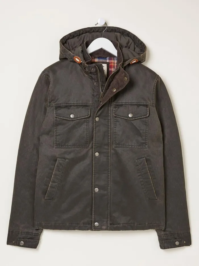 Men Coats and Jackets Fat Face Brown Hooded Jacket