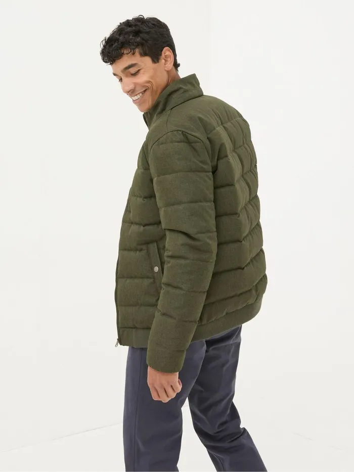 Men Coats and Jackets Fat Face Exmouth Khaki Green Quilted Jacket