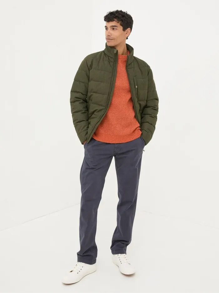 Men Coats and Jackets Fat Face Exmouth Khaki Green Quilted Jacket