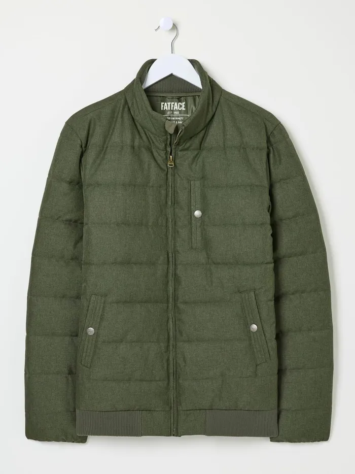 Men Coats and Jackets Fat Face Exmouth Khaki Green Quilted Jacket