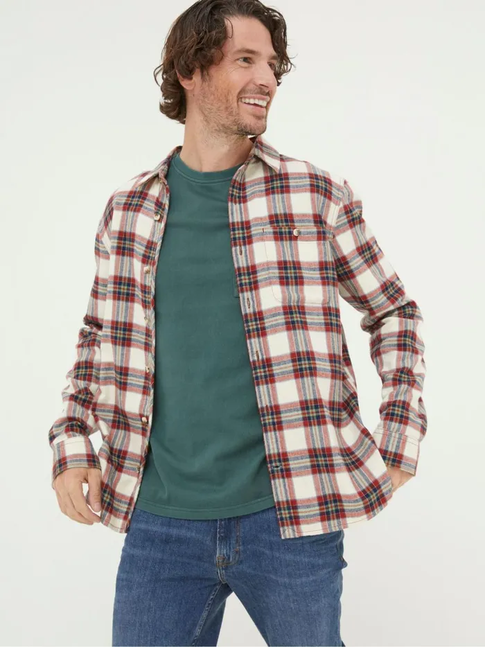Men Coats and Jackets Fat Face Red Bruton Check Shirt