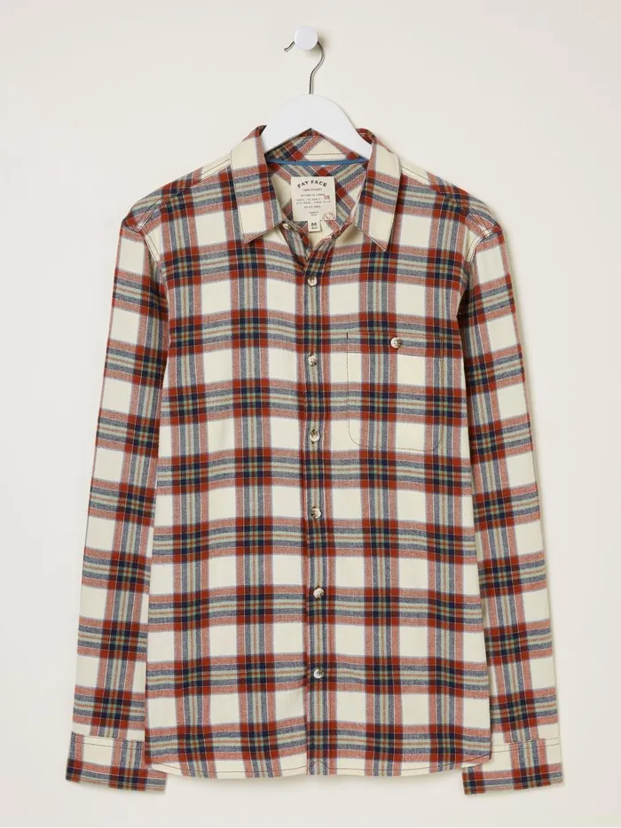 Men Coats and Jackets Fat Face Red Bruton Check Shirt