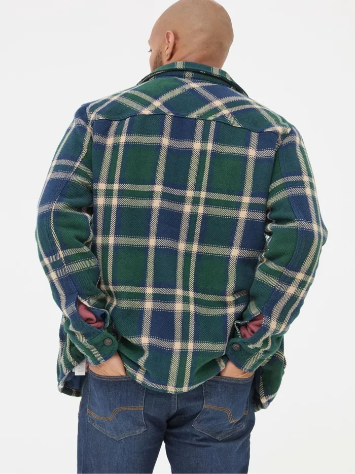 Men Coats and Jackets Fat Face Ryton Dark Green Check Overshirt