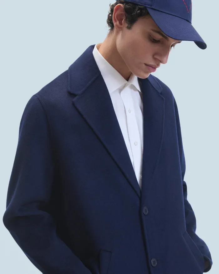Men Coats and Jackets From Future Outerwear Long Double Face Coat Navy