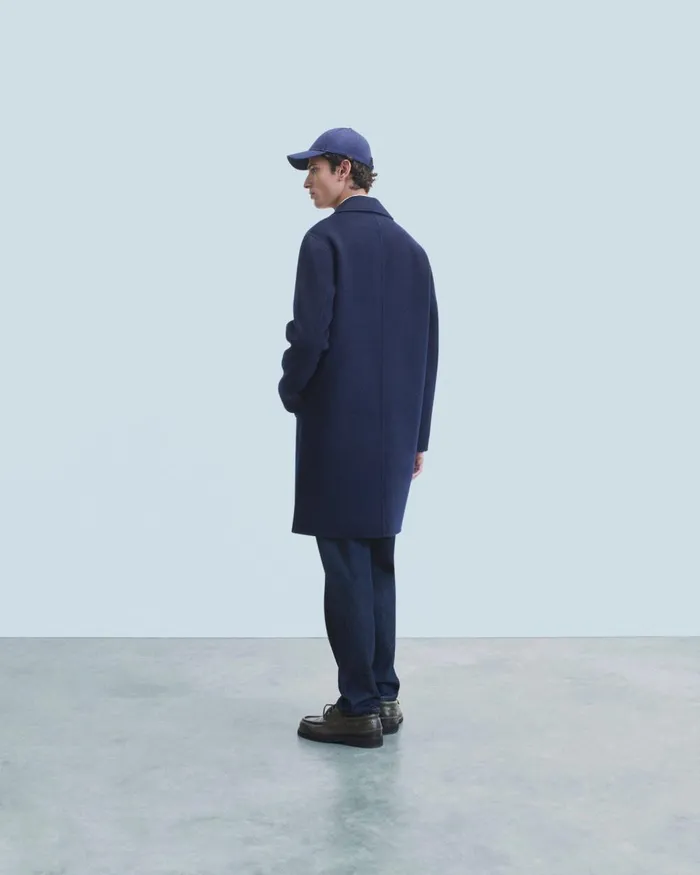 Men Coats and Jackets From Future Outerwear Long Double Face Coat Navy
