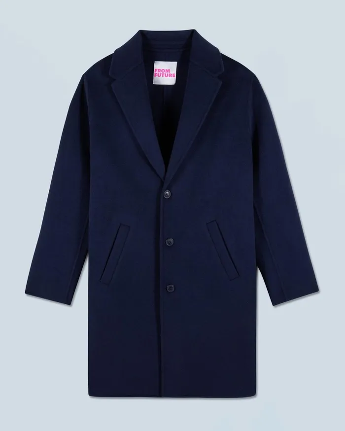 Men Coats and Jackets From Future Outerwear Long Double Face Coat Navy