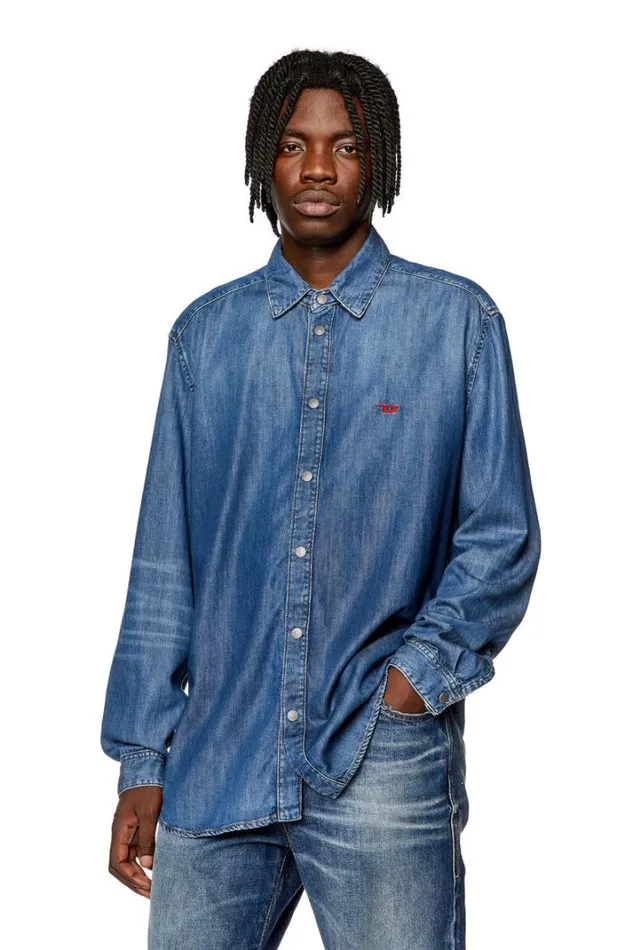 Men DSimply Medium Blue Diesel Shirts Men DSimply Medium Blue Diesel Shirts