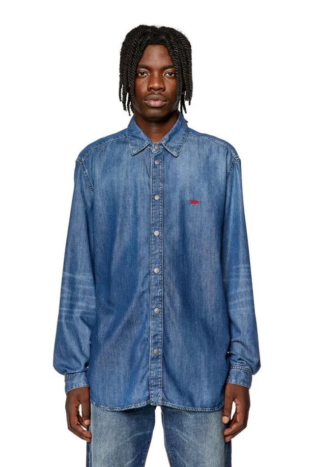 Men DSimply Medium Blue Diesel Shirts Men DSimply Medium Blue Diesel Shirts
