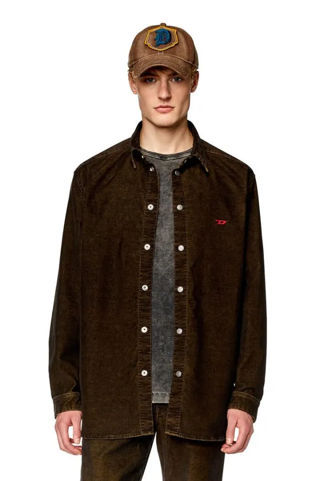 Men DSimplyOver Brown Diesel Shirts Men DSimplyOver Brown Diesel Shirts